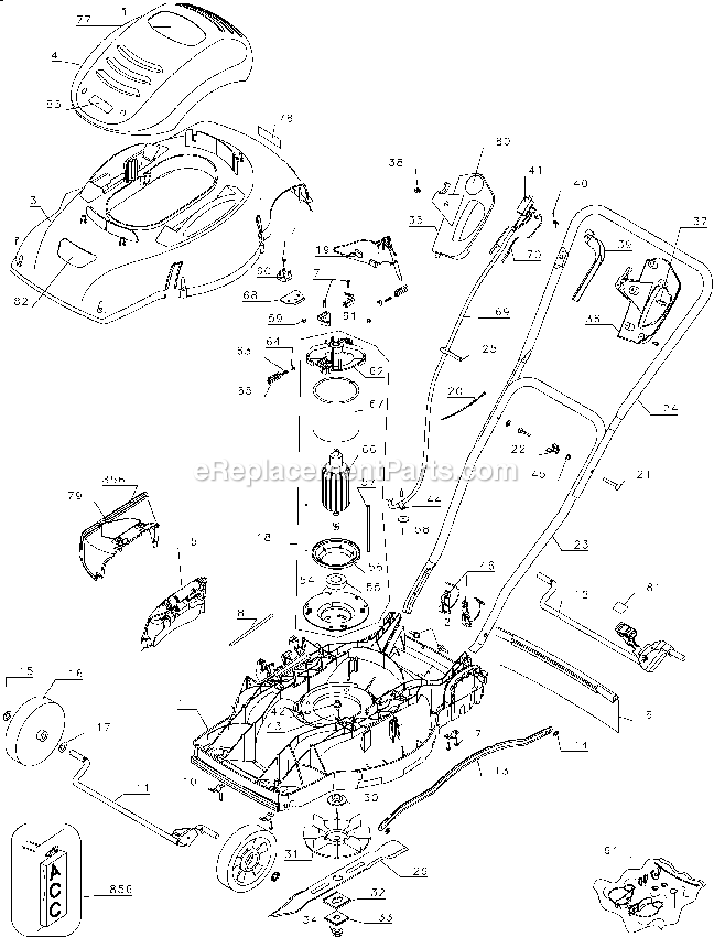 Black and Decker MM575 (Type 1) 18 Elect.Mower Power Tool Page A Diagram